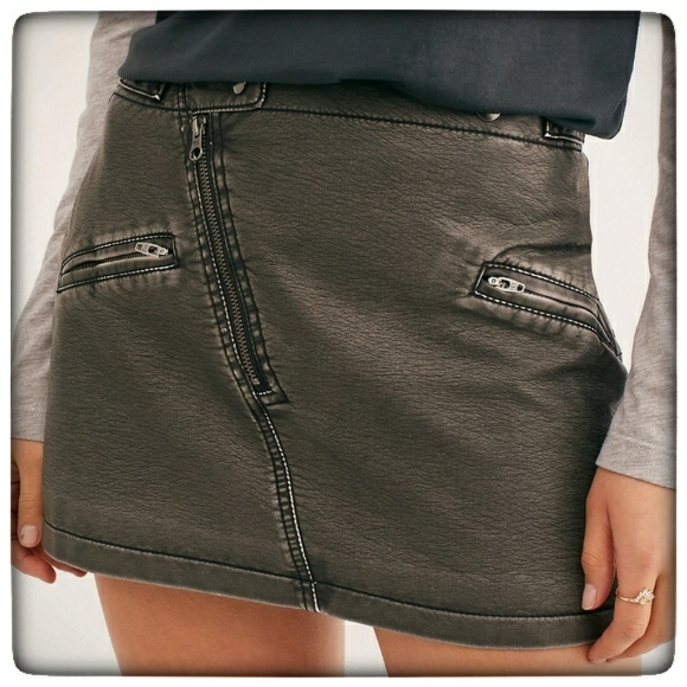 Free People Havana Heat Faux Leather Mini Skirt-6